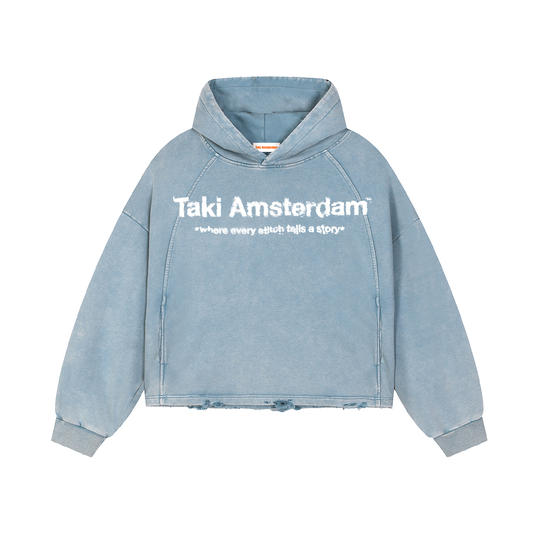 Tams Vintage Washed Frayed-Hem Hoodie