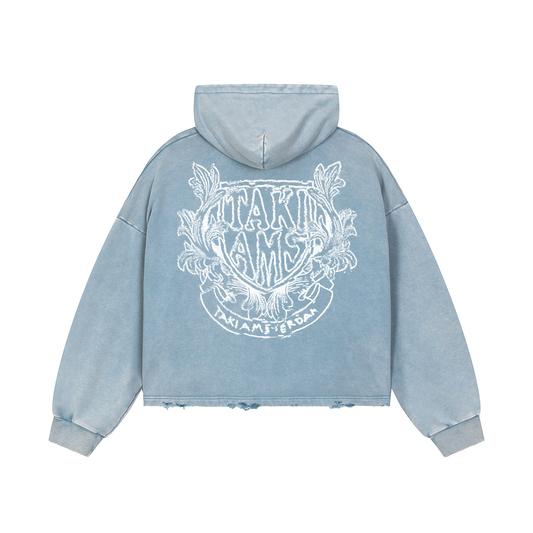 Tams Vintage Washed Frayed-Hem Hoodie